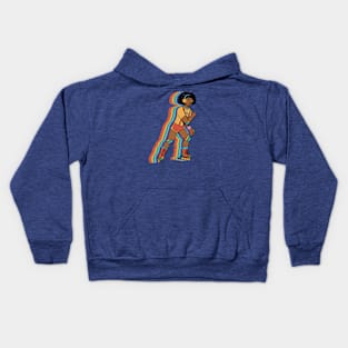 Vintage Roller Girl on Rollerblades // Rainbow Skater Kids Hoodie